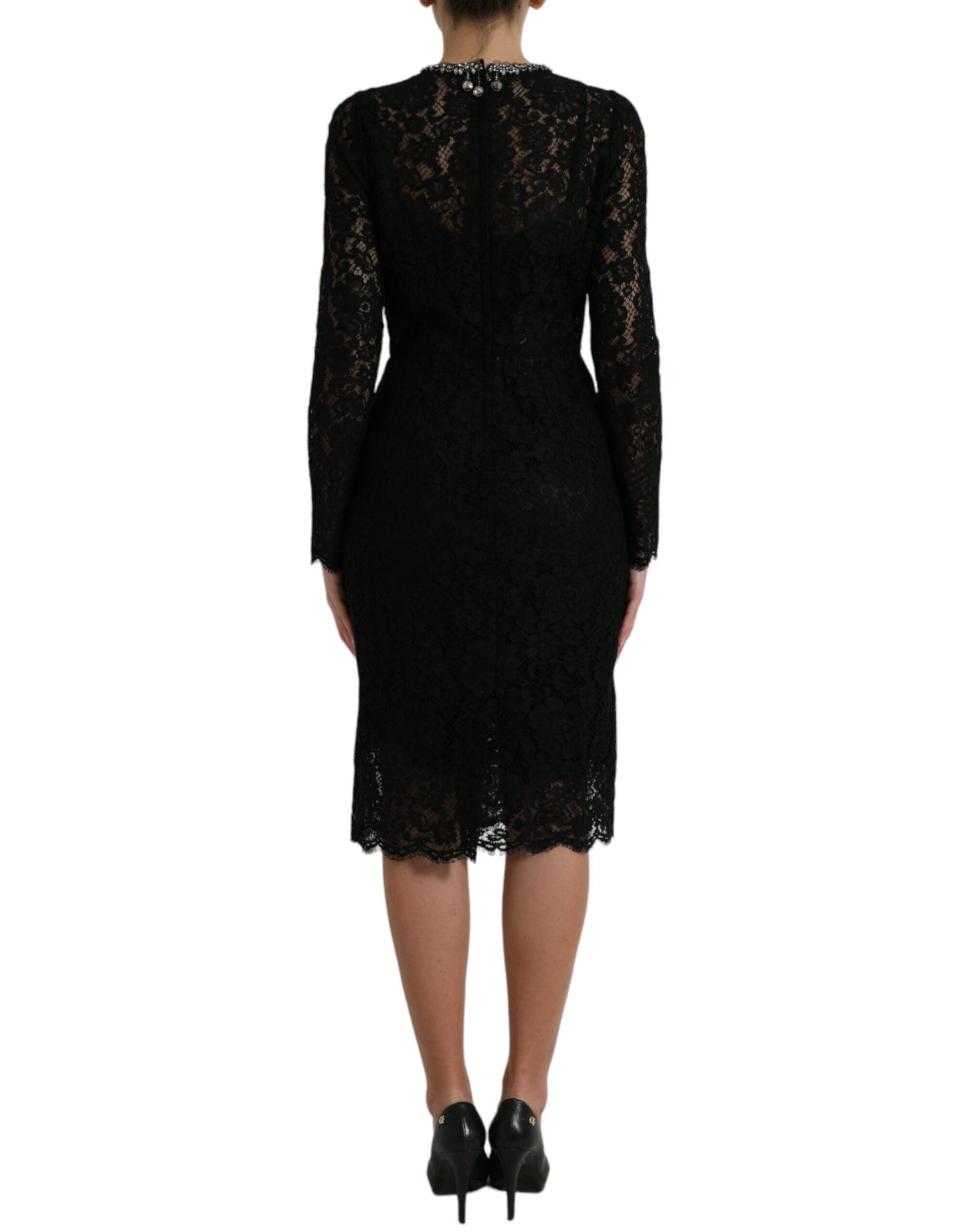 Dolce & Gabbana Elegant Crystal-Embellished Sheath Dress IT42 / M