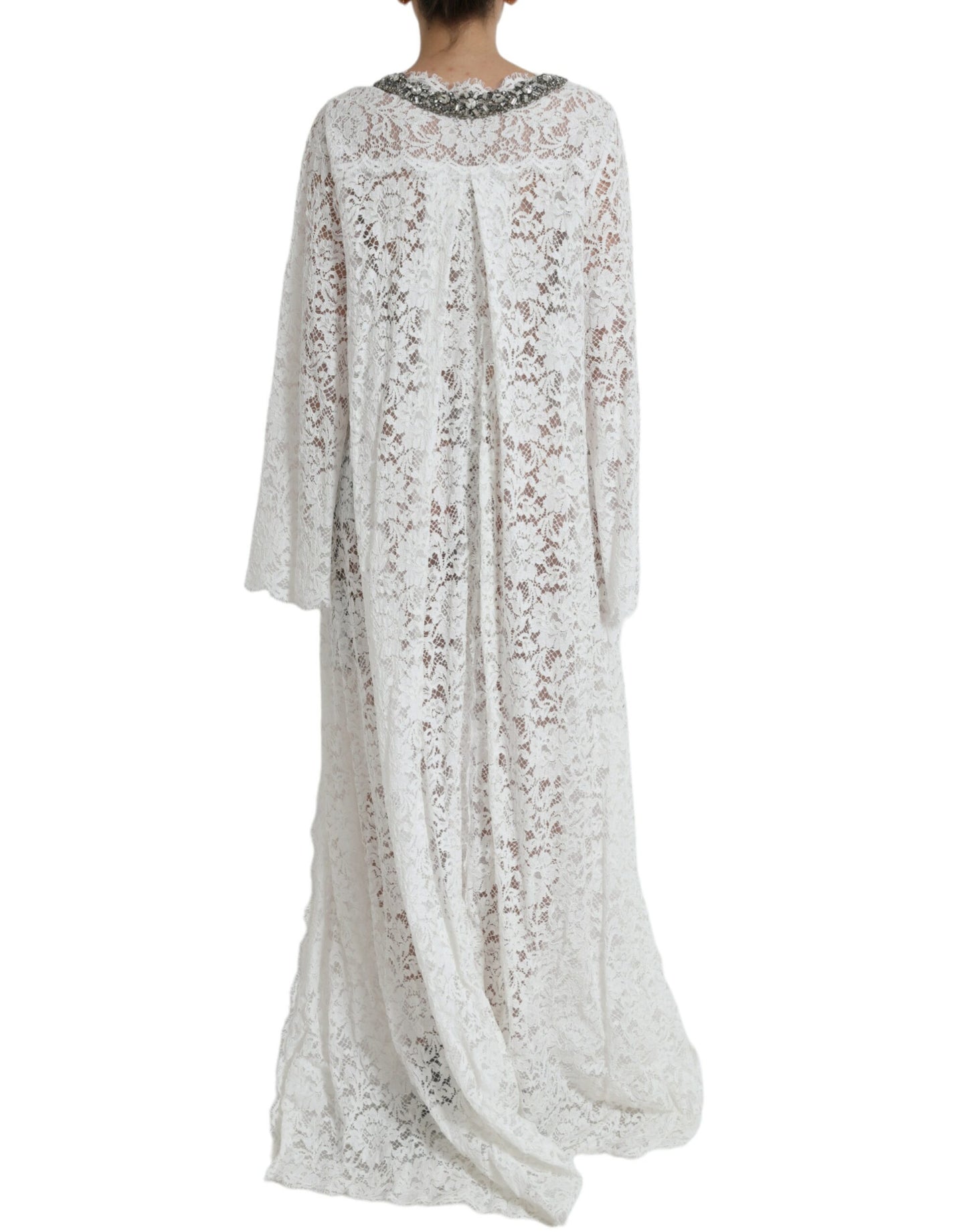 Dolce & Gabbana Elegant White Shift Dress with Crystal Embellishment IT42 / M