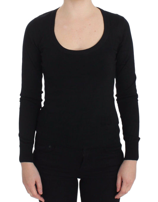 Dolce & Gabbana Elegant Black Deep Crewneck Sweater IT38 / XS