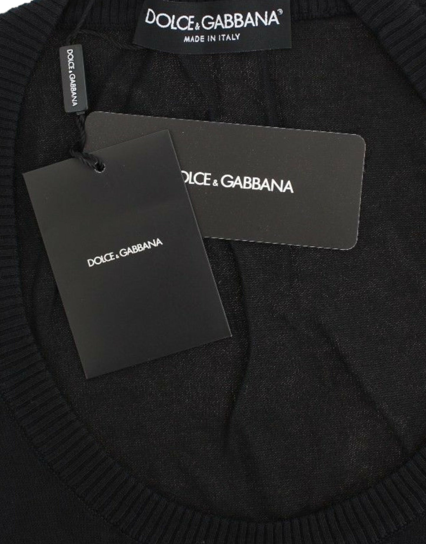 Dolce & Gabbana Elegant Black Deep Crewneck Sweater IT38 / XS