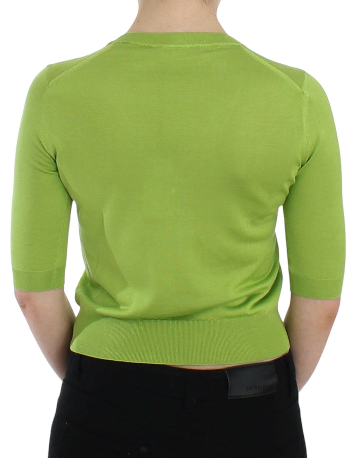 Dolce & Gabbana Emerald Green Wool V-Neck Pullover IT36 / XS