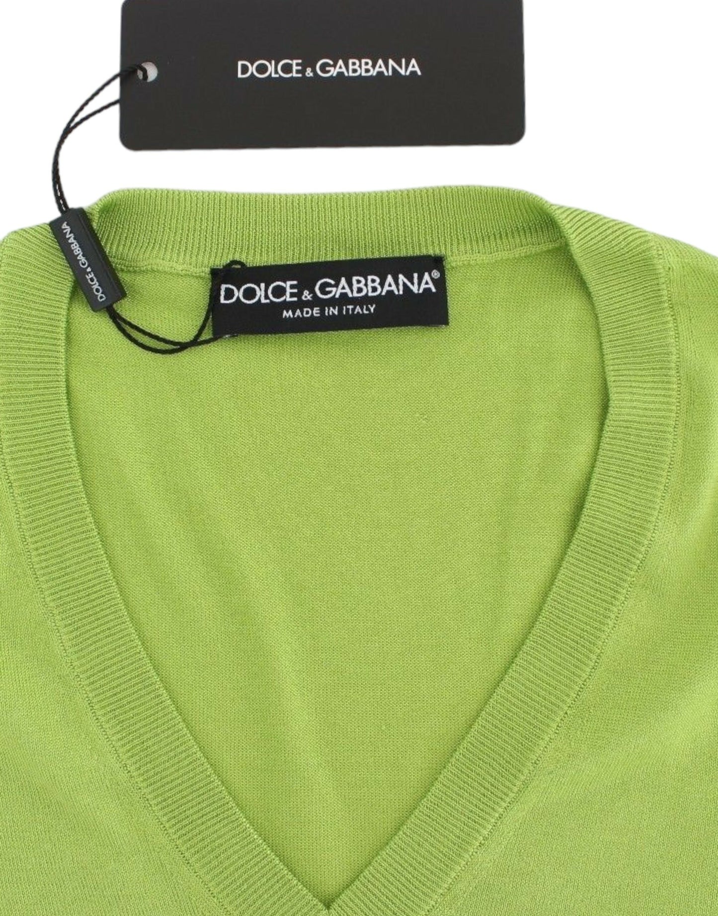 Dolce & Gabbana Emerald Green Wool V-Neck Pullover IT36 / XS