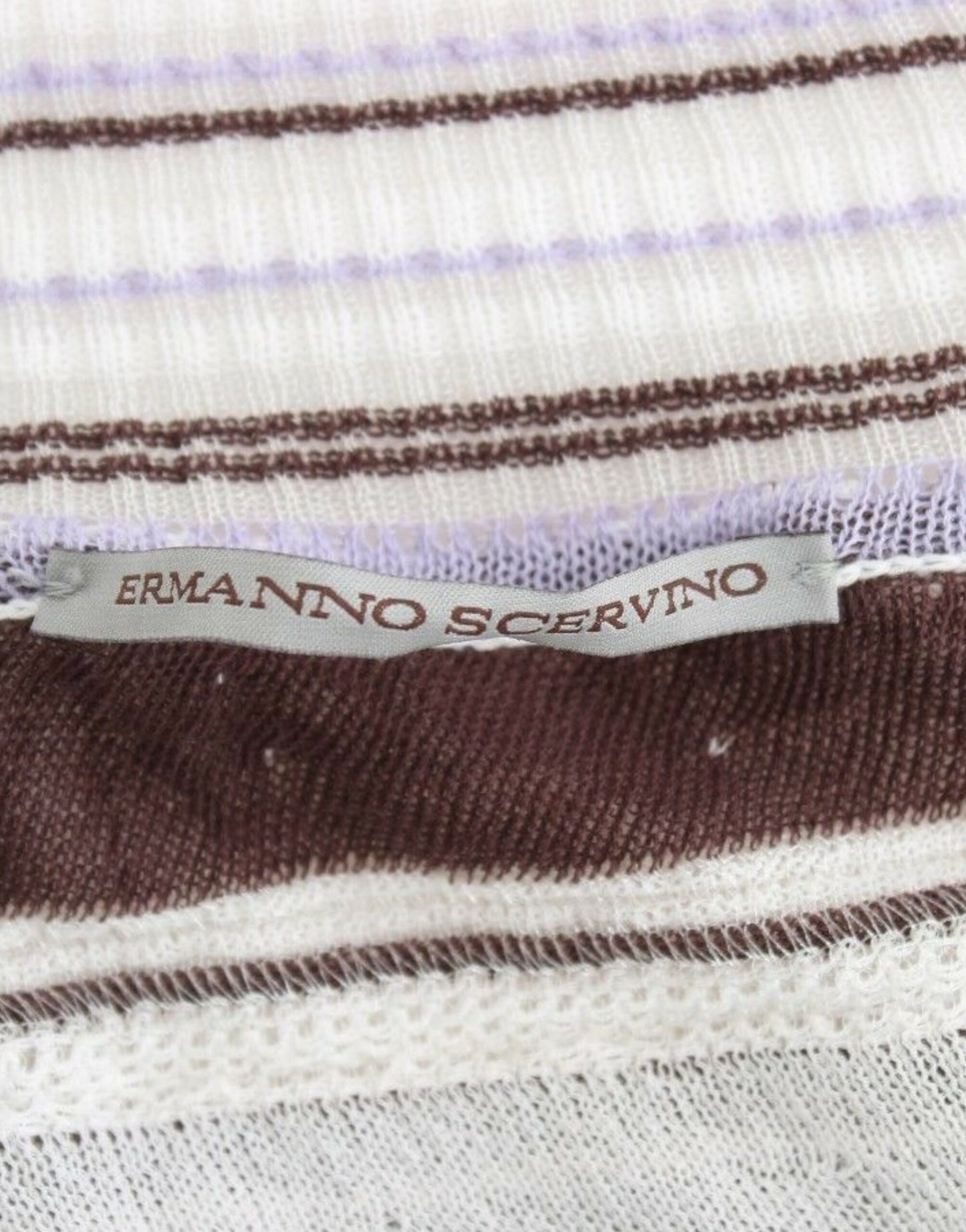 Ermanno Scervino Striped V-Neck Knit Top with Lace Hem IT42 | S