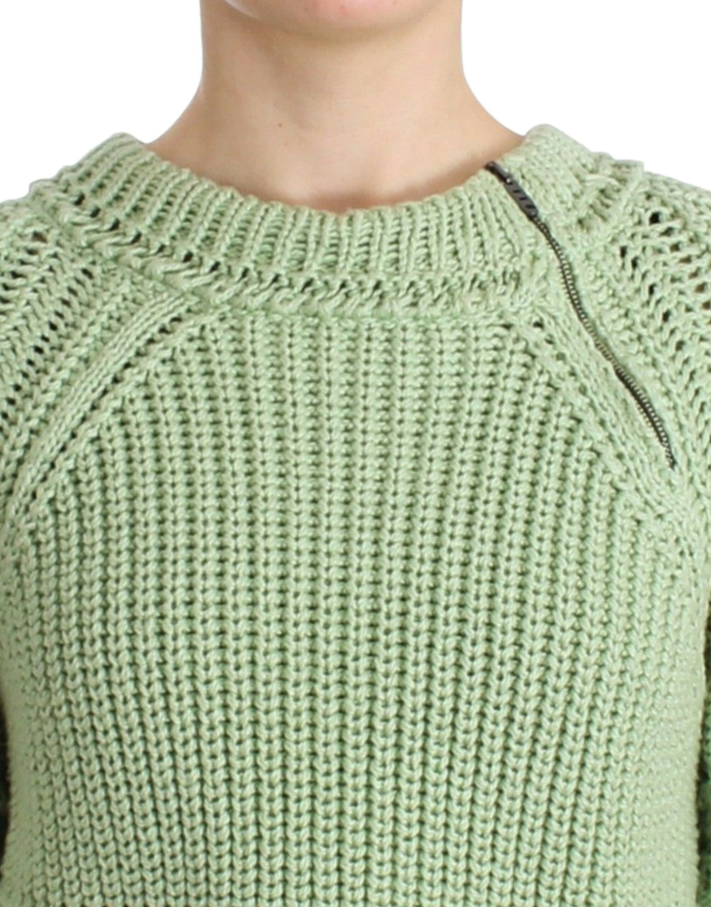 Ermanno Scervino Chic Green Cropped Cotton Sweater IT42 | S