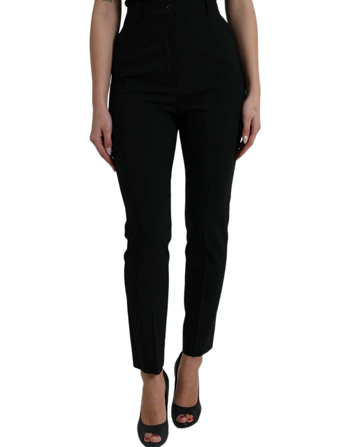 Dolce & Gabbana Elegant High Waist Tapered Wool Pants IT40 | S