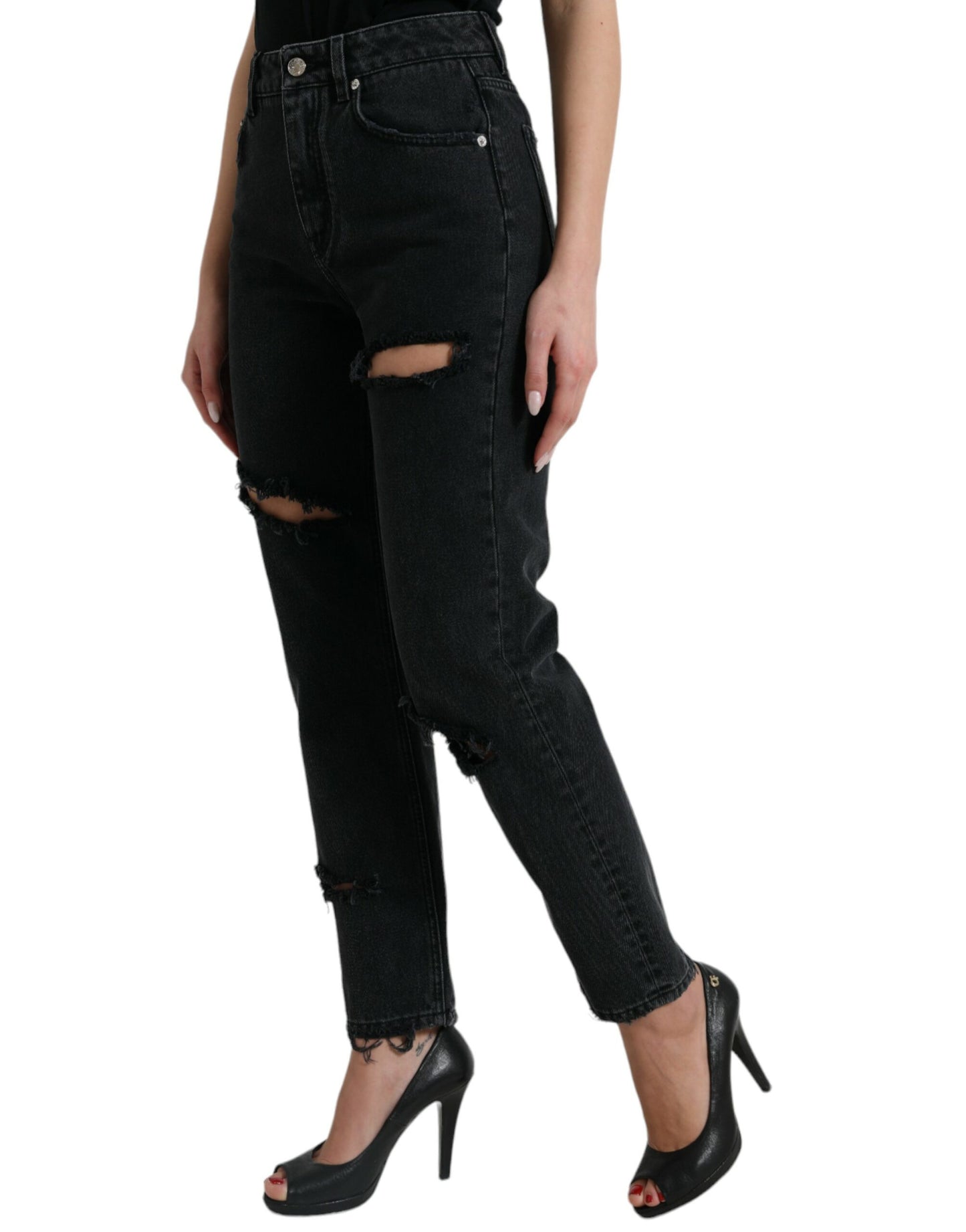 Dolce & Gabbana Elegant High-Waist Black Stretch Jeans IT40 | S