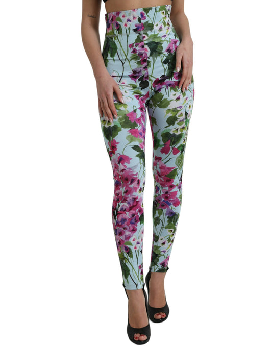 Dolce & Gabbana Elegant Floral High-Rise Leggings Pants IT40 | S