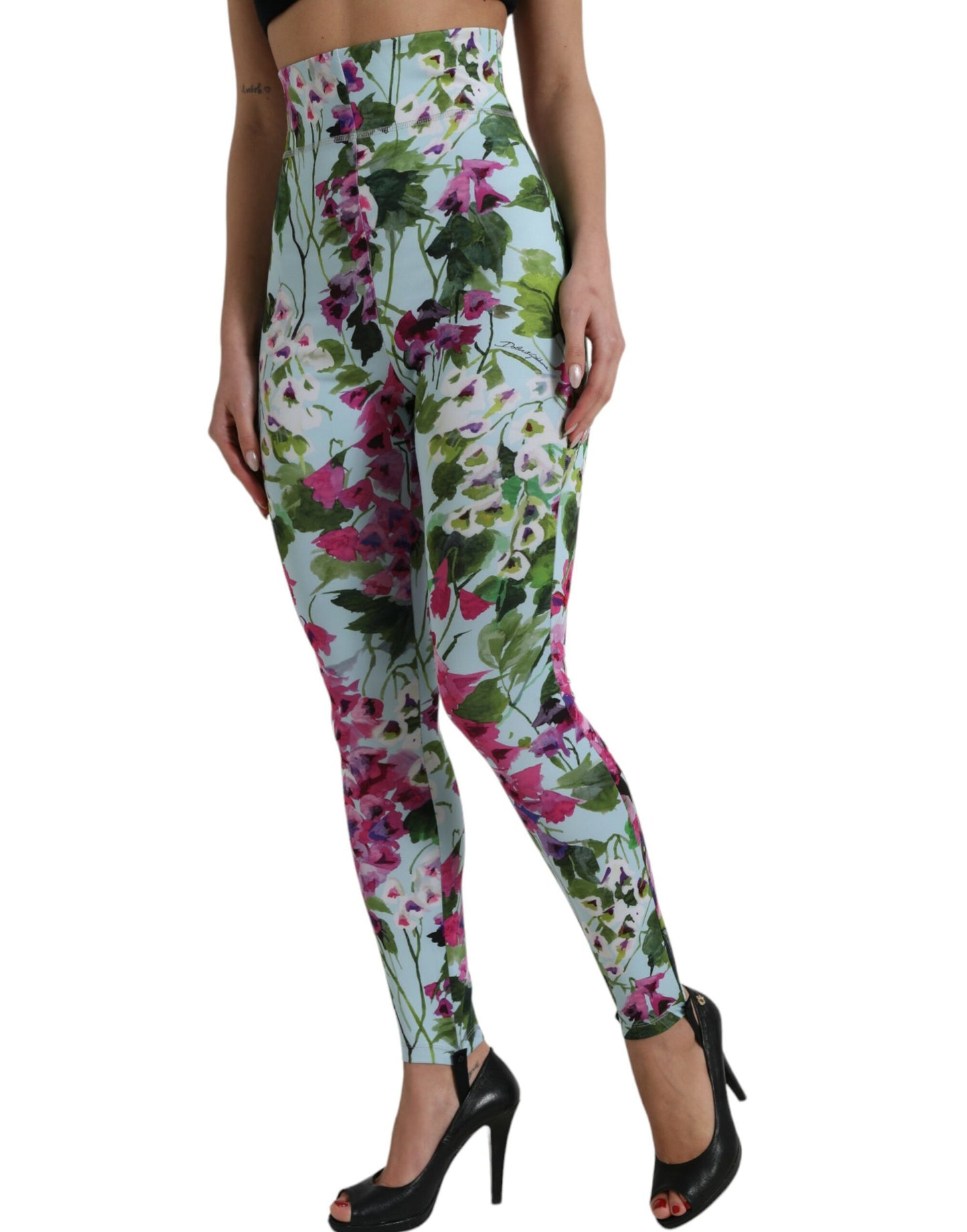 Dolce & Gabbana Elegant Floral High-Rise Leggings Pants IT40 | S