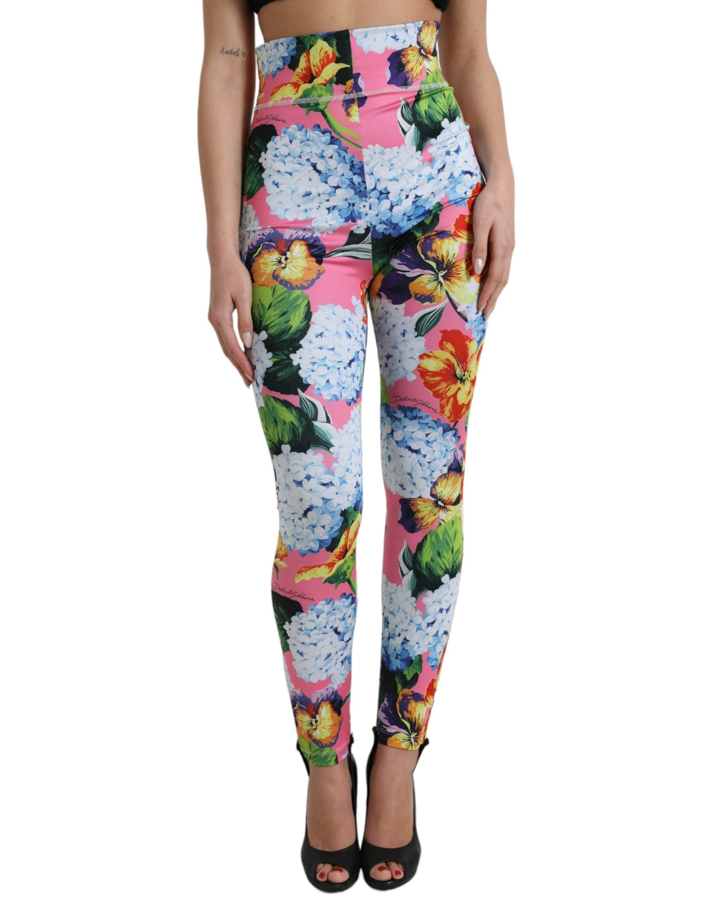 Dolce & Gabbana Exquisite Floral High Waist Leggings IT40 | S