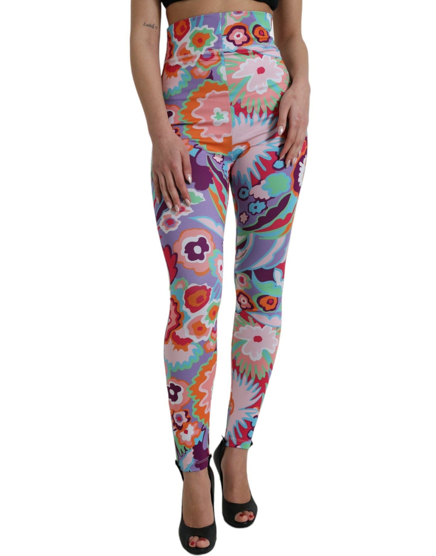 Dolce & Gabbana Enchanting Floral Print High-Waist Leggings IT40 | S