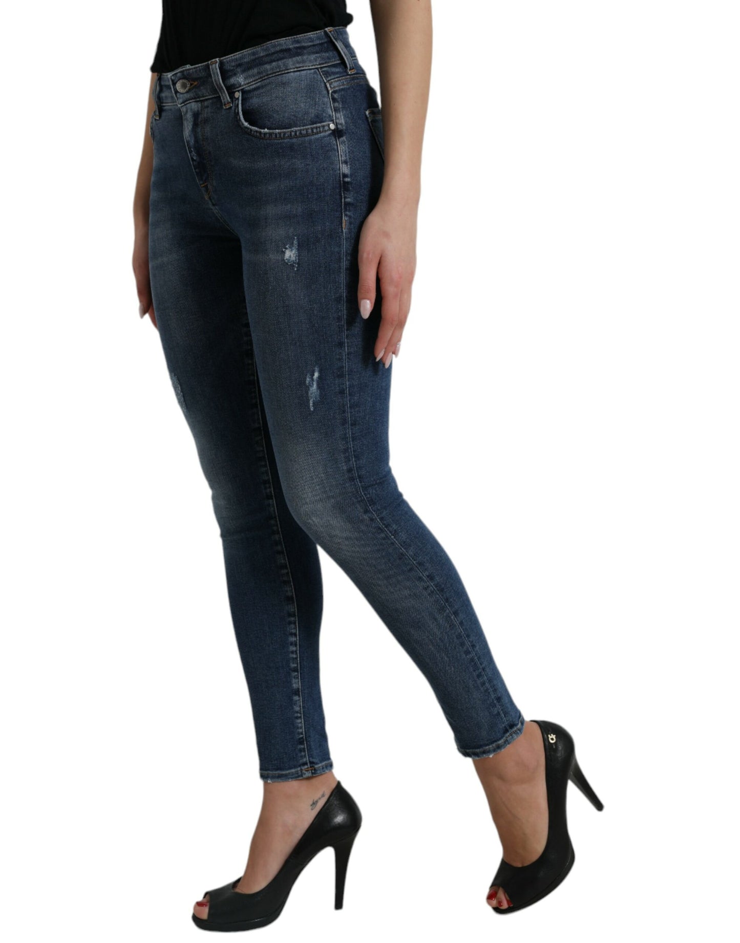 Dolce & Gabbana Elegant Mid Waist Stretch Jeans in Blue IT40 | S