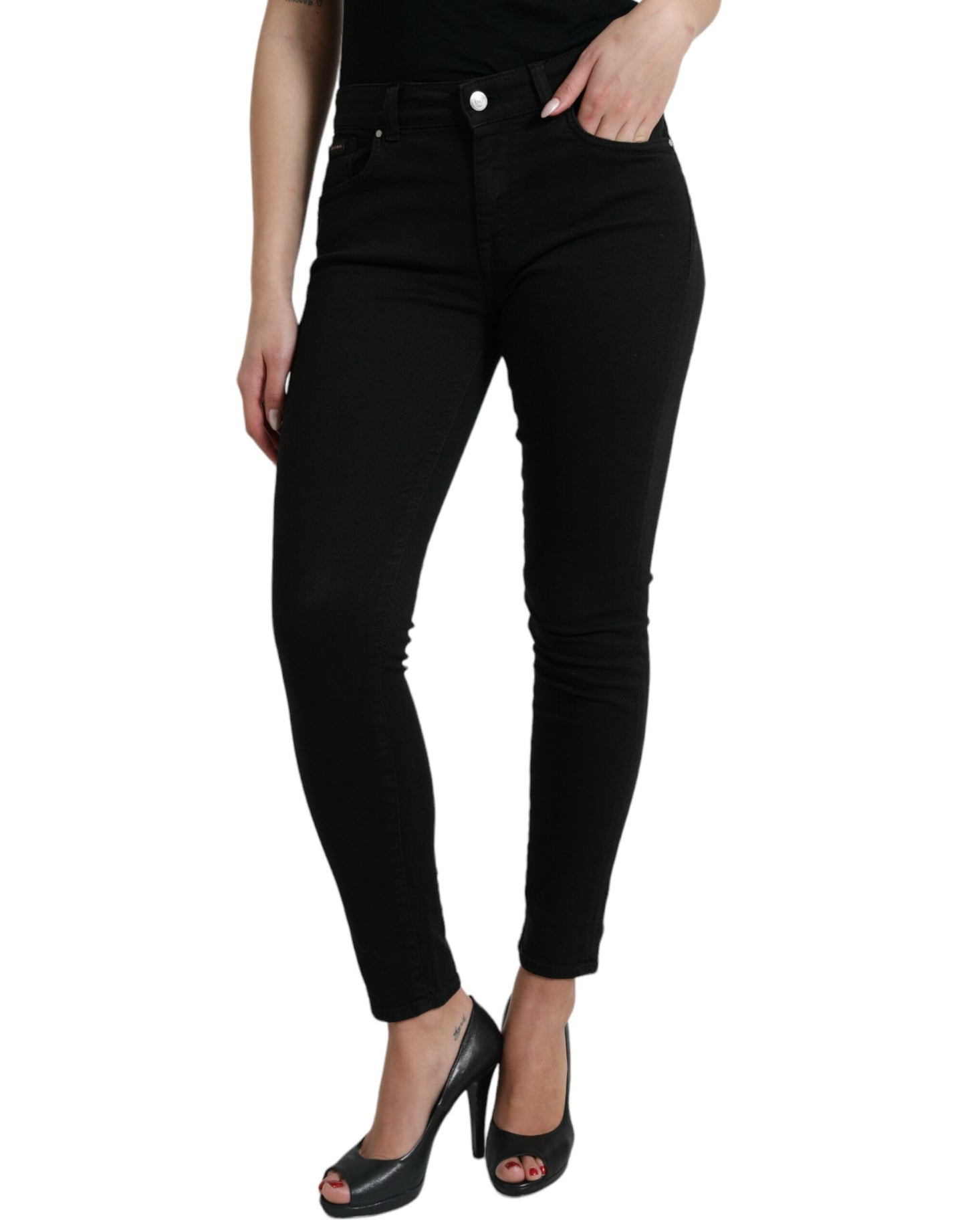 Dolce & Gabbana Chic Black Mid-Waist Stretch Jeans IT42 / M