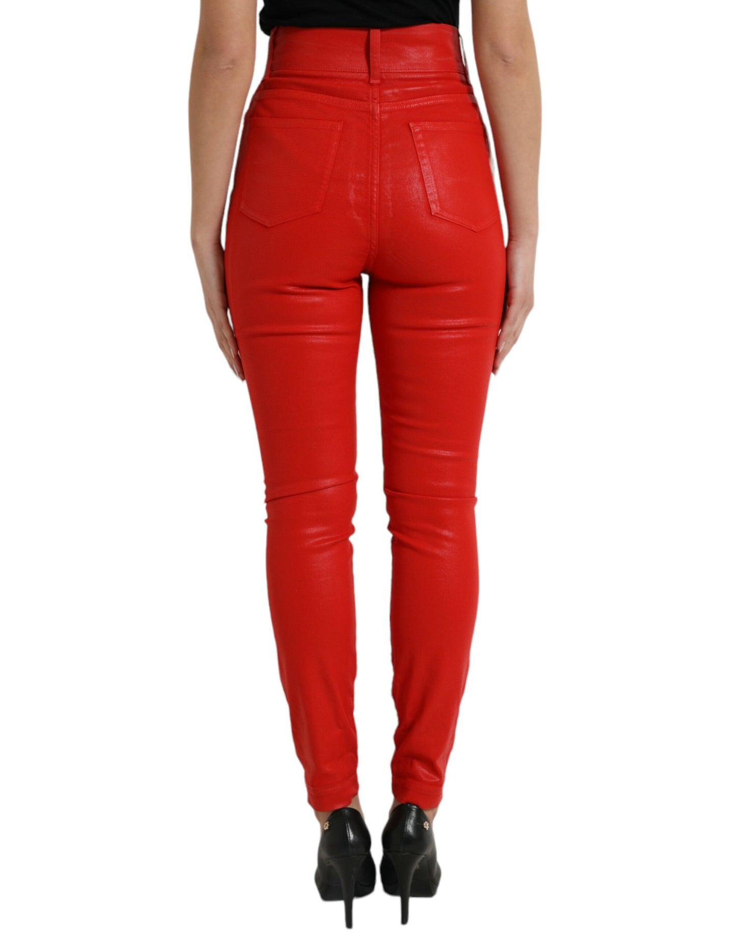 Dolce & Gabbana Elegant High-Waist Stretch Denim in Red IT40 | S