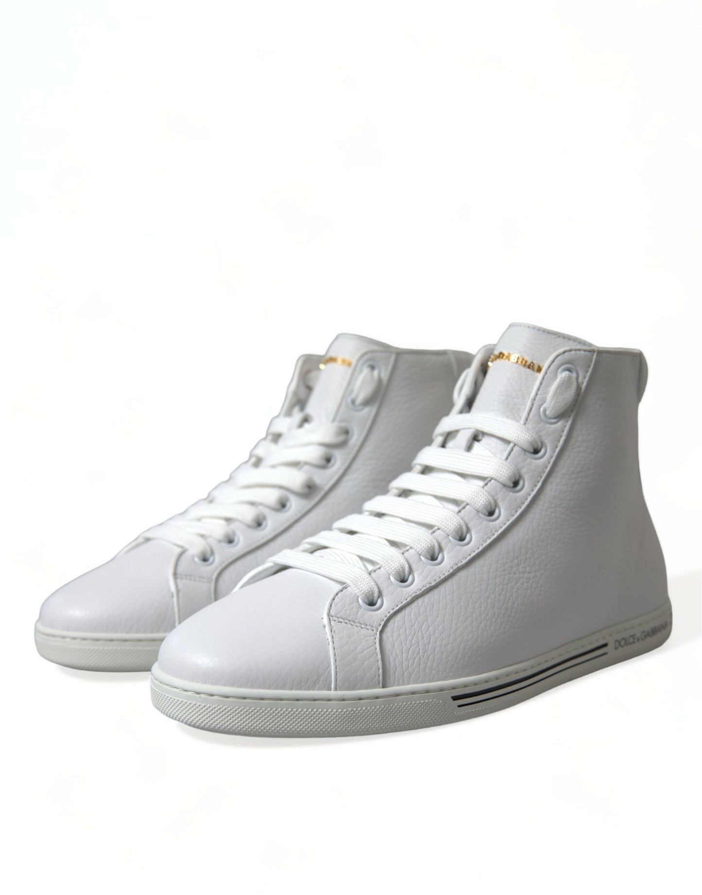 Dolce & Gabbana Elegant White Leather High Top Sneakers EU40 / US7