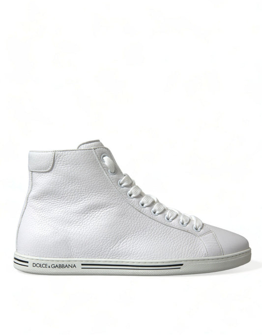 Dolce & Gabbana Elegant White Leather High Top Sneakers EU40 / US7