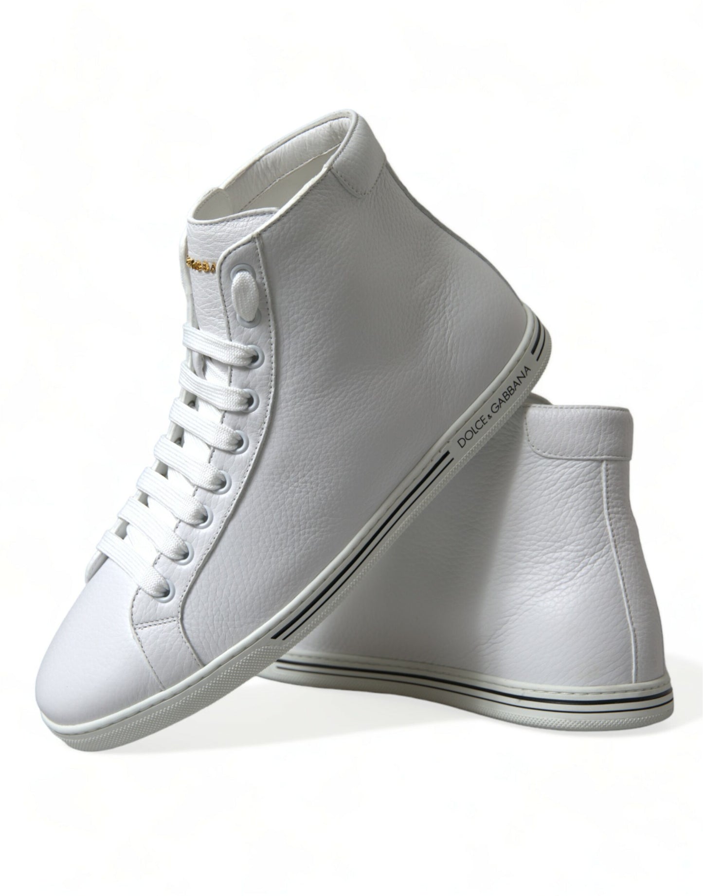 Dolce & Gabbana Elegant White Leather High Top Sneakers EU40 / US7