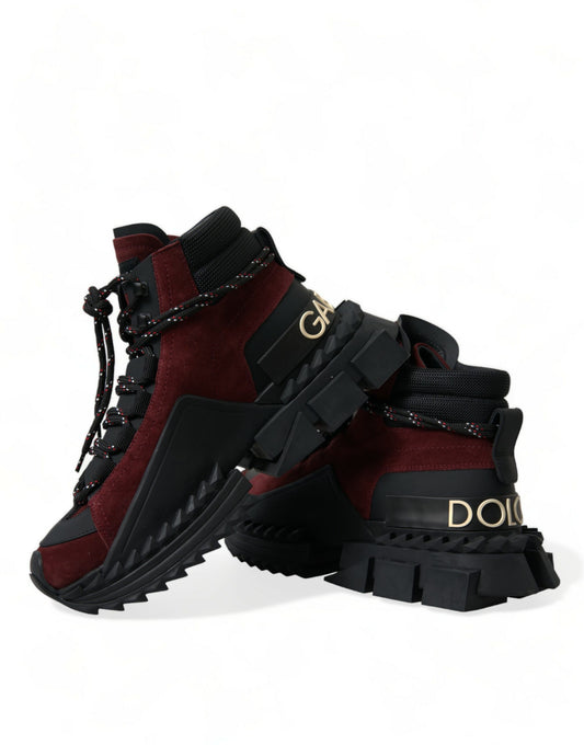 Dolce & Gabbana Burgundy Leather High Top Sneakers EU39 / US6