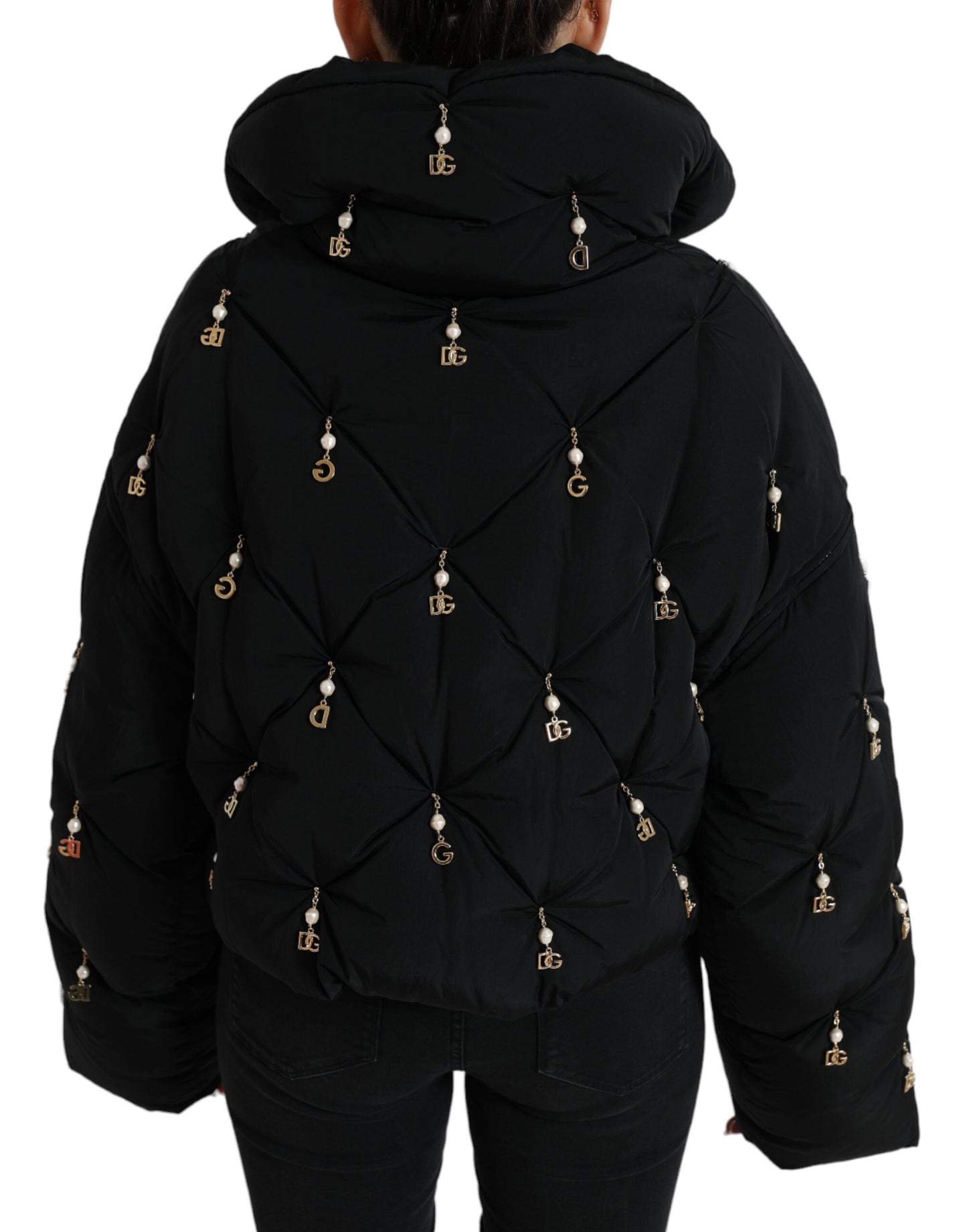 Dolce & Gabbana Elegant Quilted Jacket with Pearl Embellishment IT42 / M