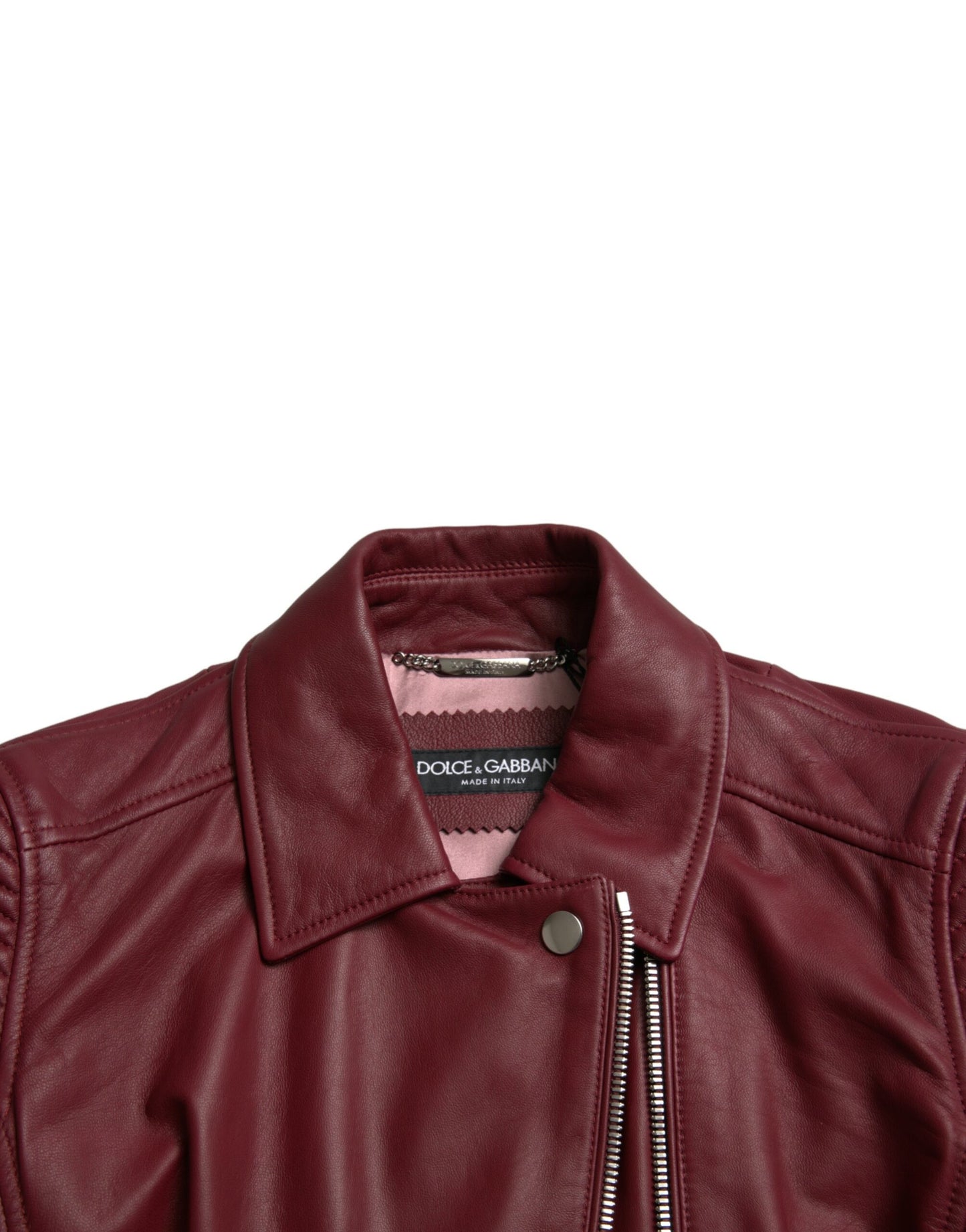 Dolce & Gabbana Bordeaux Biker Leather Jacket IT40 / S