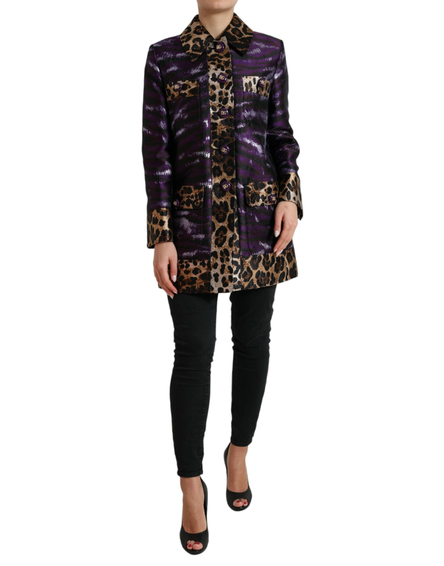 Dolce & Gabbana Exquisite Jacquard Trench With Tiger Motif IT36 / XS