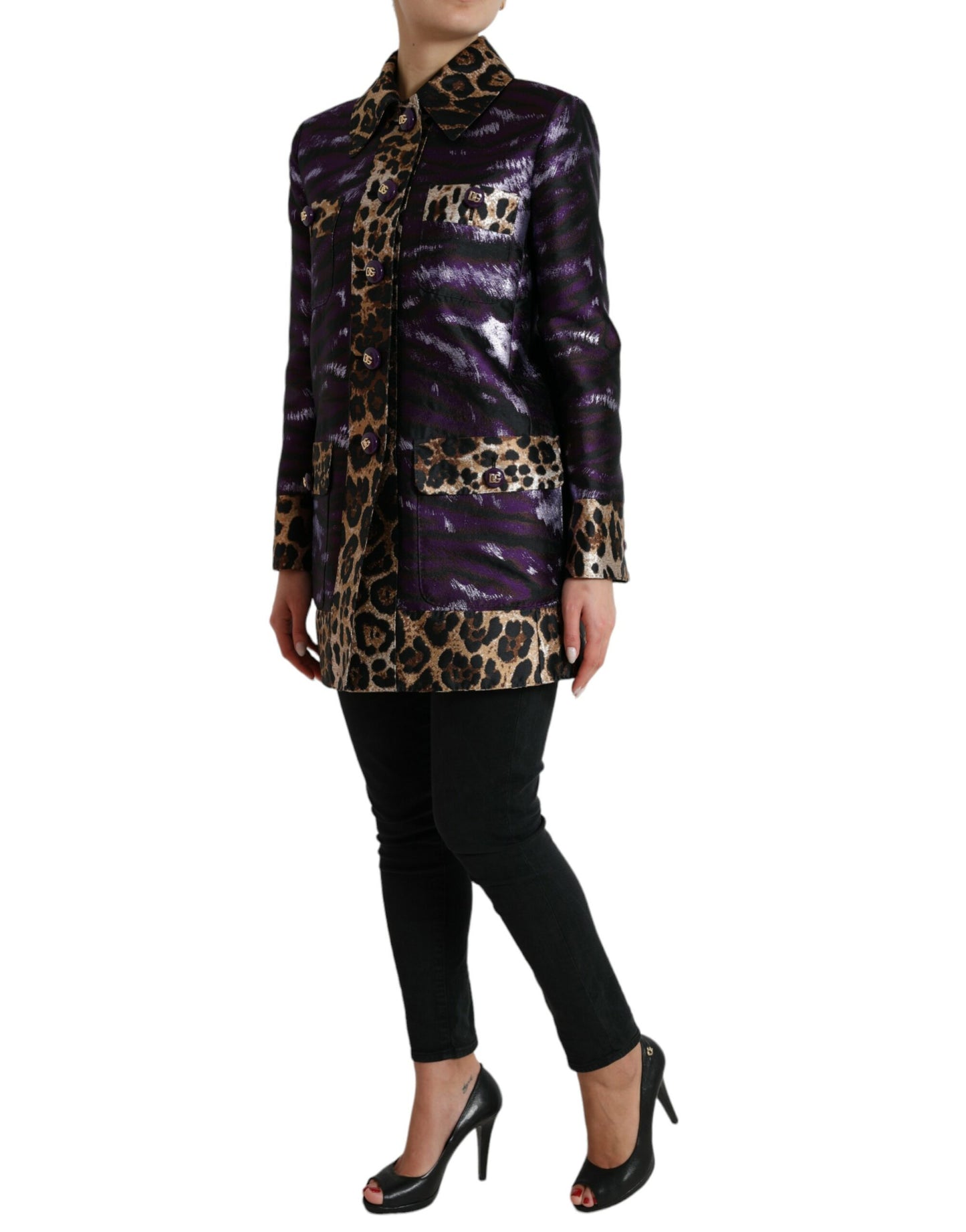 Dolce & Gabbana Exquisite Jacquard Trench With Tiger Motif IT36 / XS