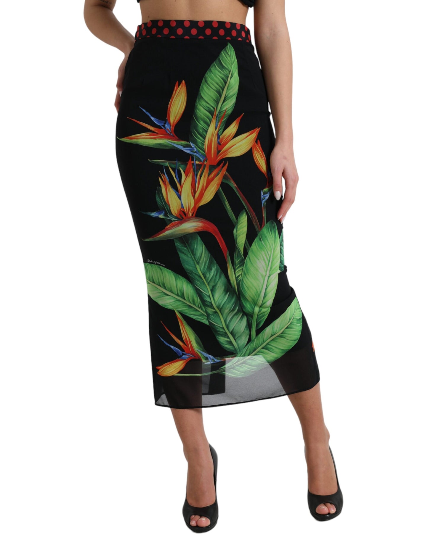 Dolce & Gabbana Floral High Waist Silk Midi Skirt IT36 / XS