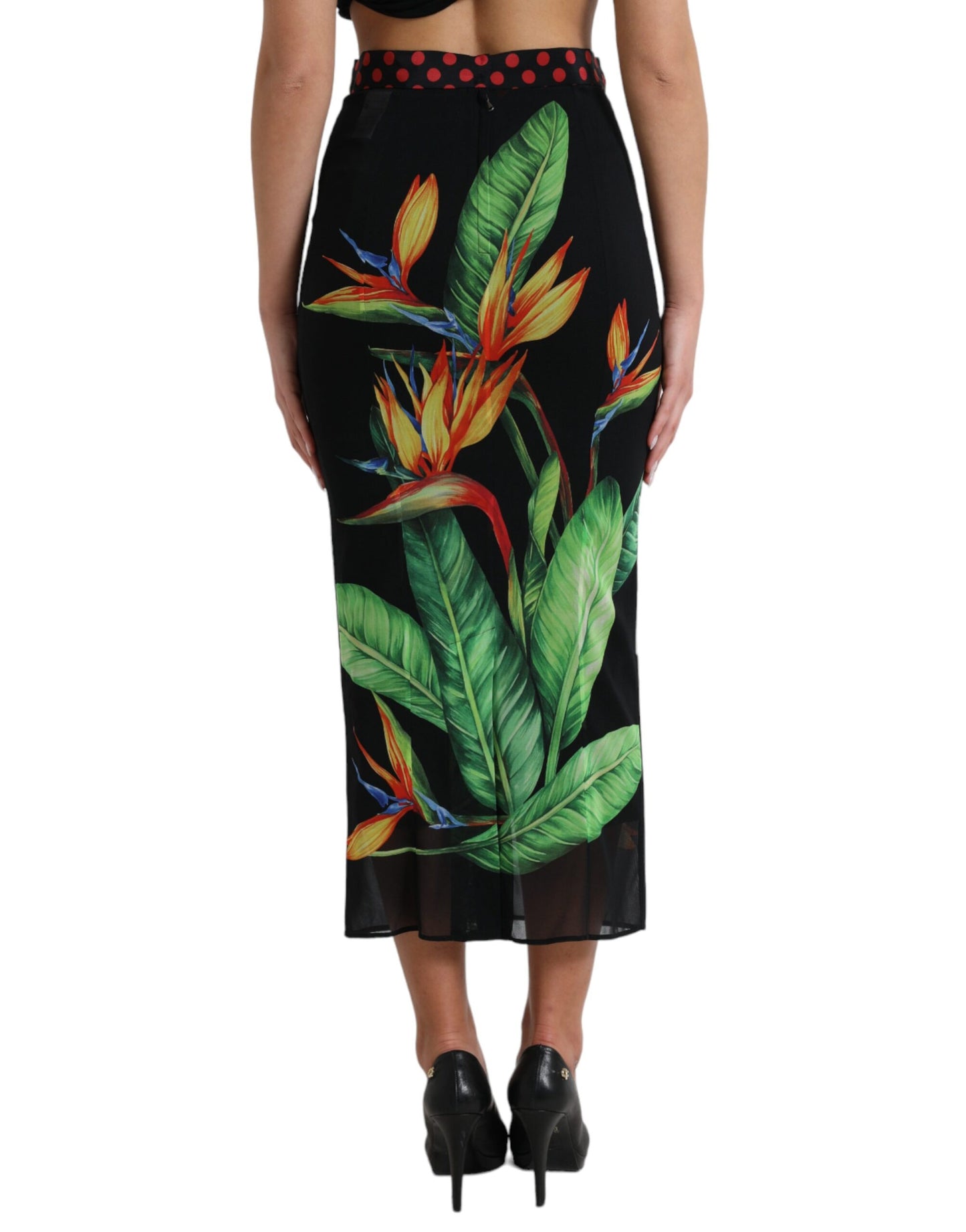 Dolce & Gabbana Floral High Waist Silk Midi Skirt IT36 / XS