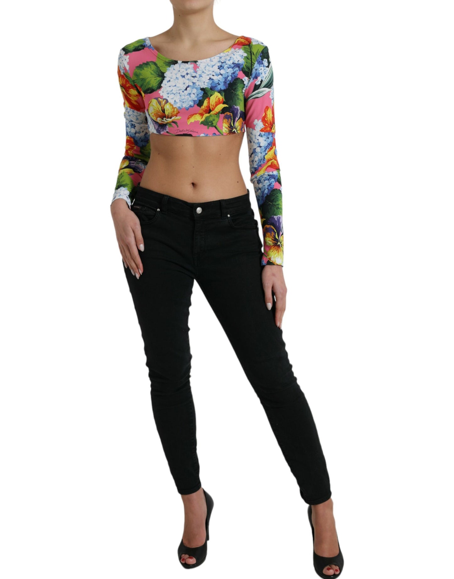 Dolce & Gabbana Floral Elegance Cropped Blouse IT40 | S