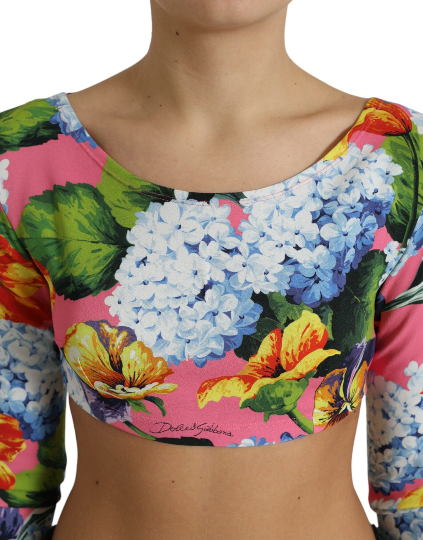 Dolce & Gabbana Floral Elegance Cropped Blouse IT40 | S