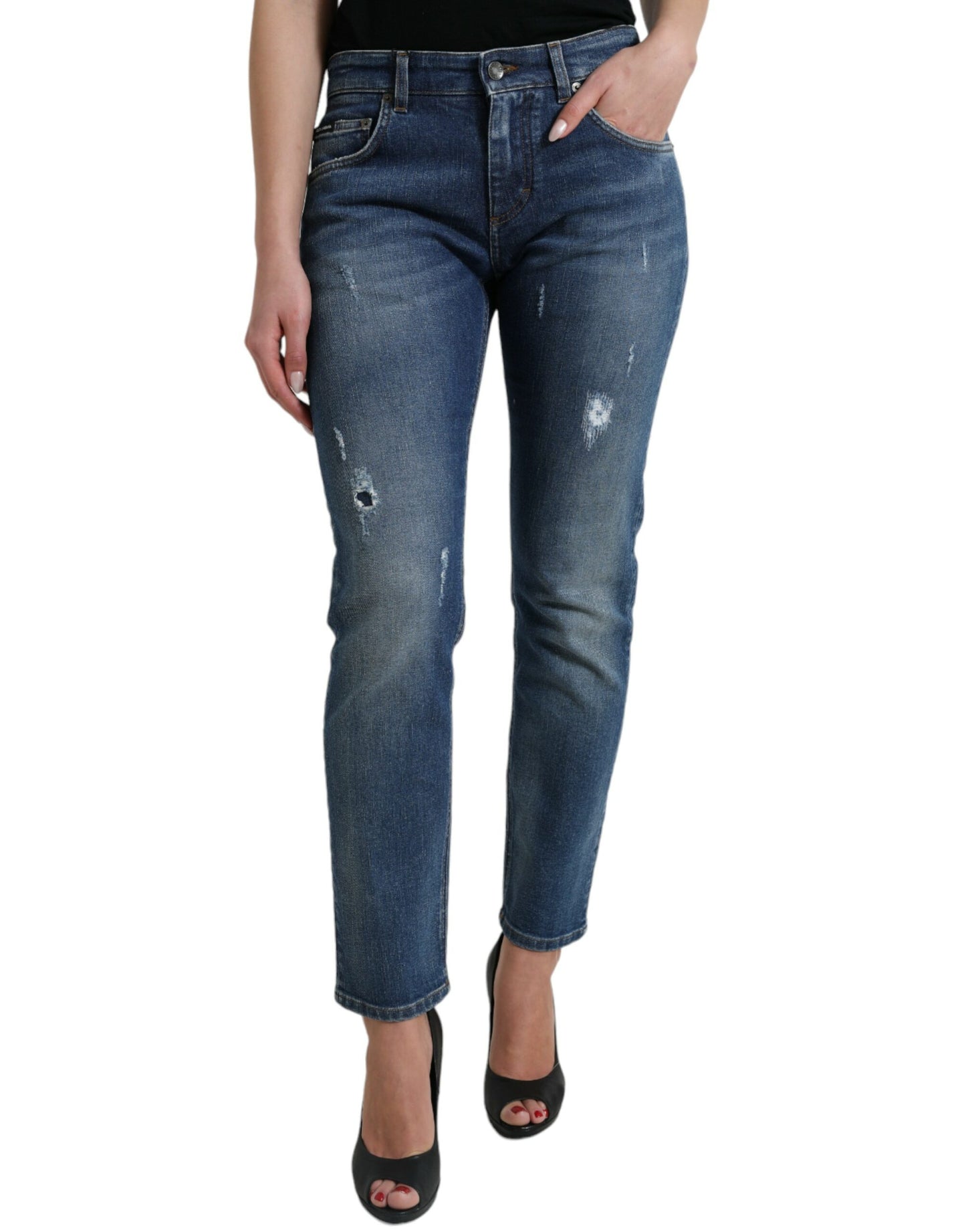 Dolce & Gabbana Chic Boyfriend Mid-Waist Stretch Jeans IT40 / S