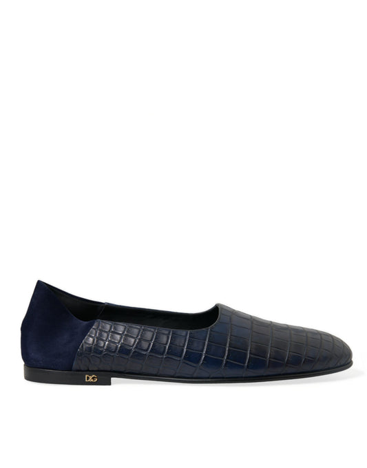 Dolce & Gabbana Elegant Blue Crocodile Leather Loafers EU45 / US12