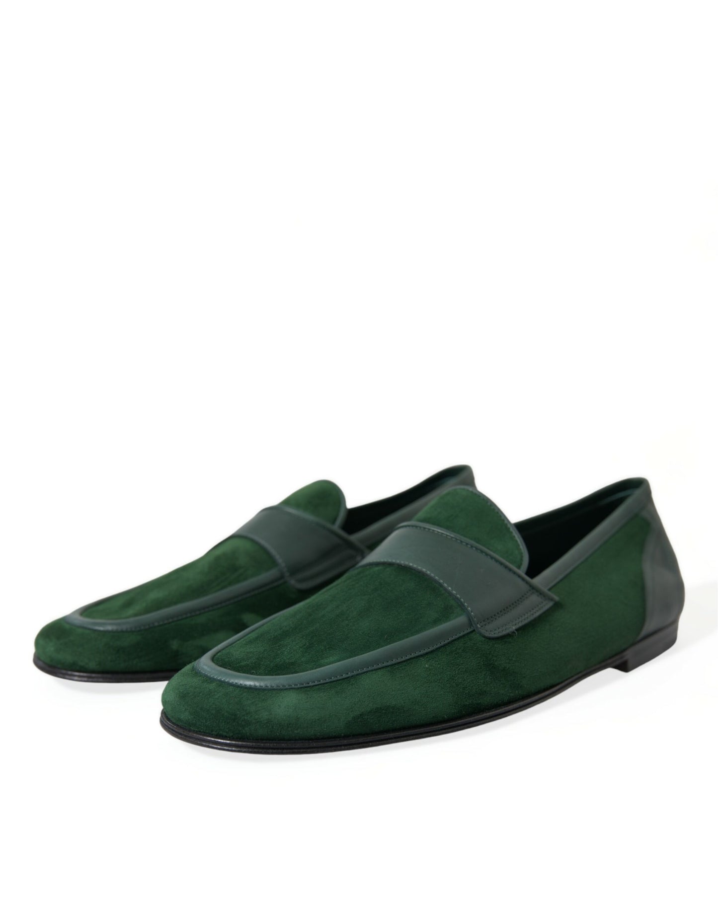 Dolce & Gabbana Emerald Velvet Leather Loafers for Men EU43 / US10