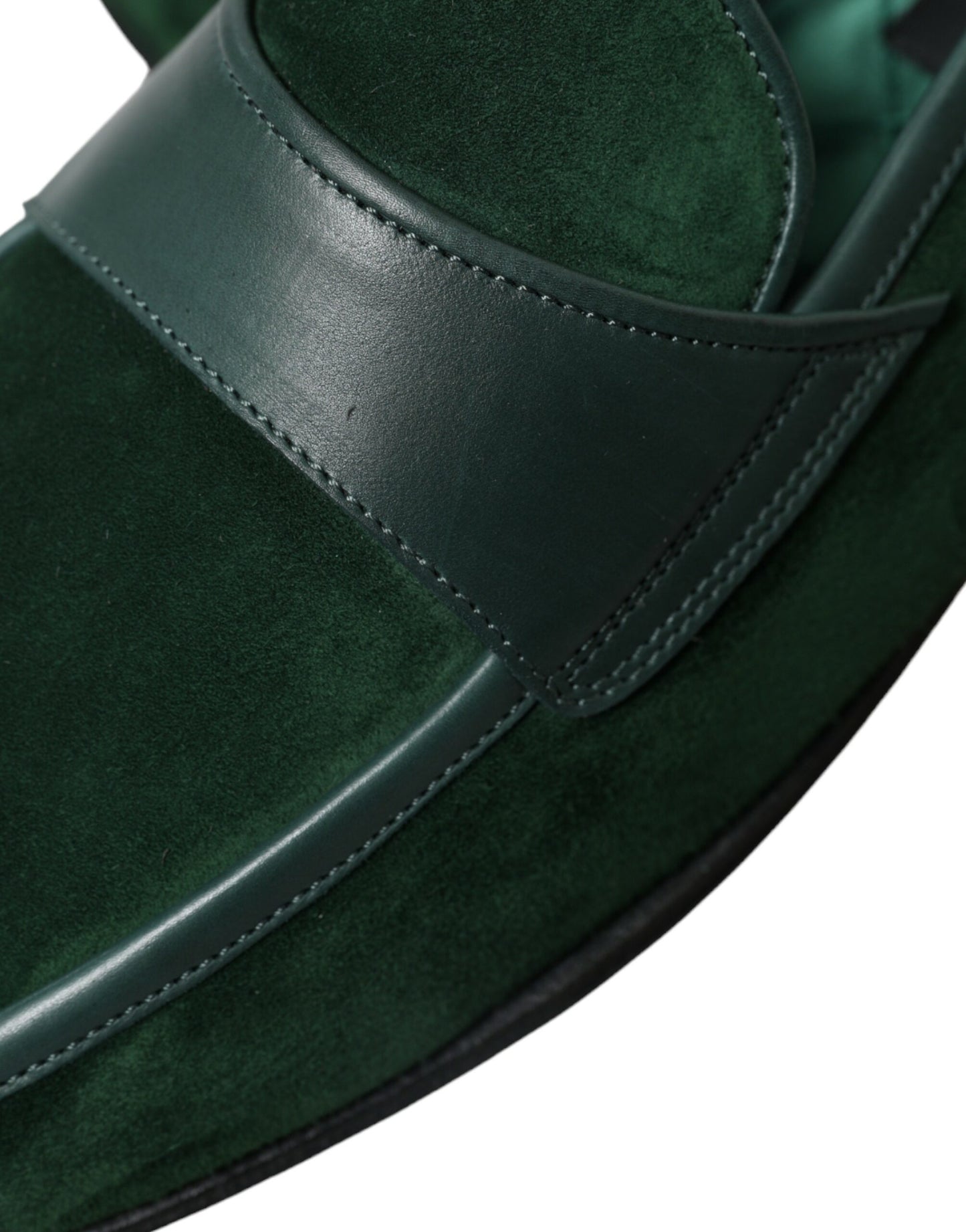 Dolce & Gabbana Emerald Velvet Leather Loafers for Men EU43 / US10