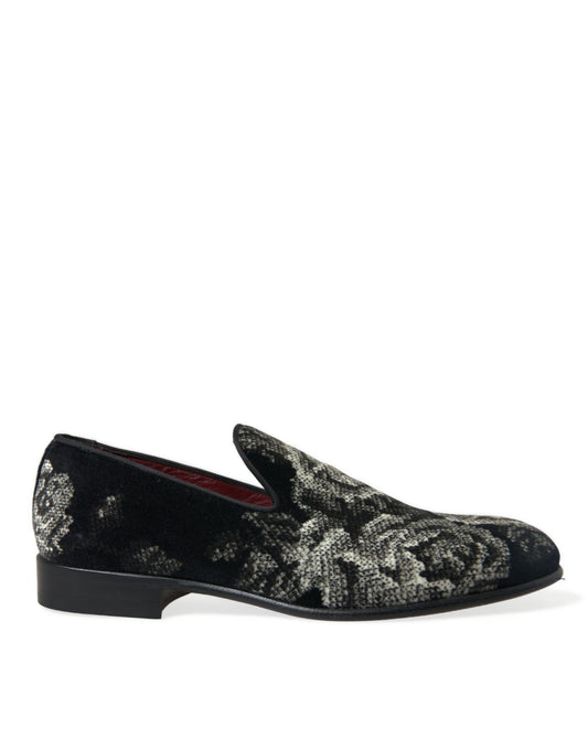 Dolce & Gabbana Elegant Floral Velvet Loafers EU39 / US6