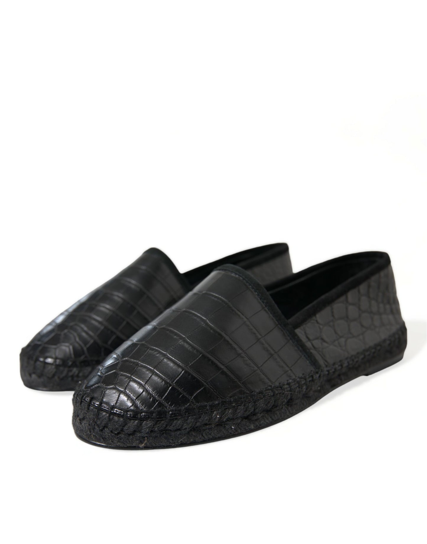 Dolce & Gabbana Exotic Black Leather Espadrilles EU43 / US10