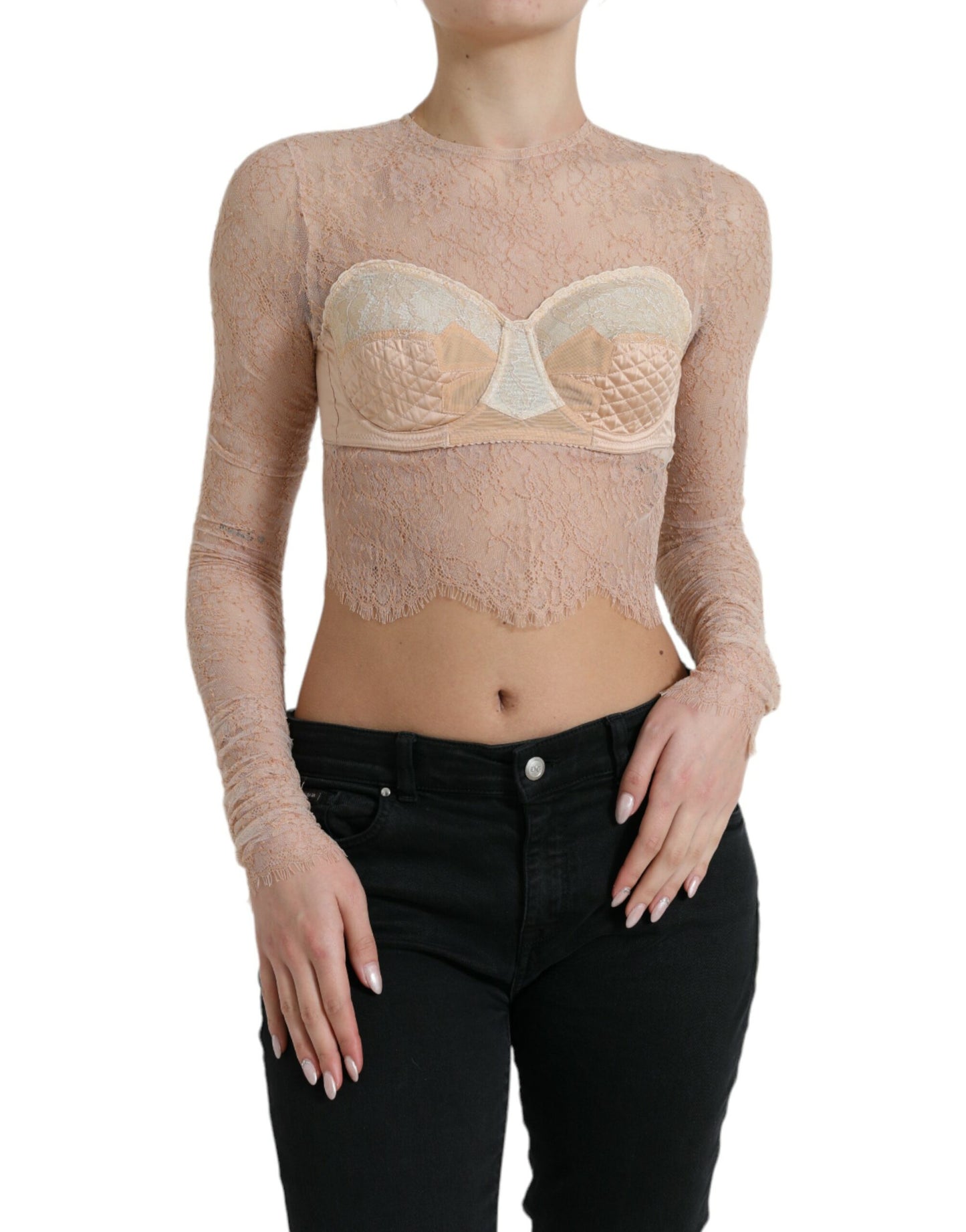 Dolce & Gabbana Elegant Lace Bustier Cropped Top IT40 | S