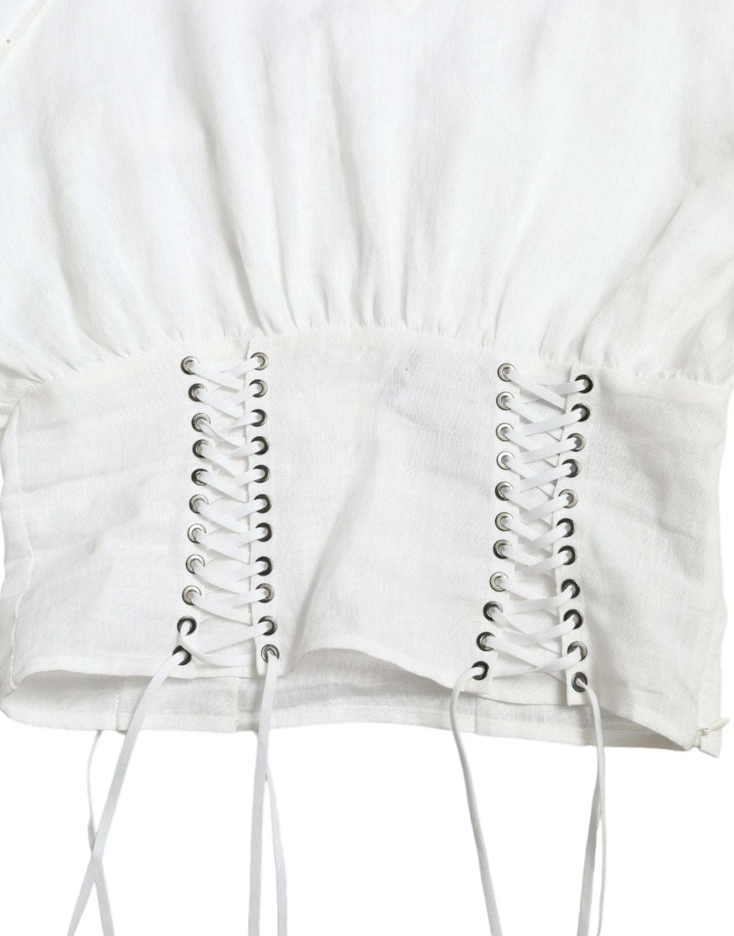 Dolce & Gabbana Elegant White Lace-Up Corset Cropped Top IT40 | S