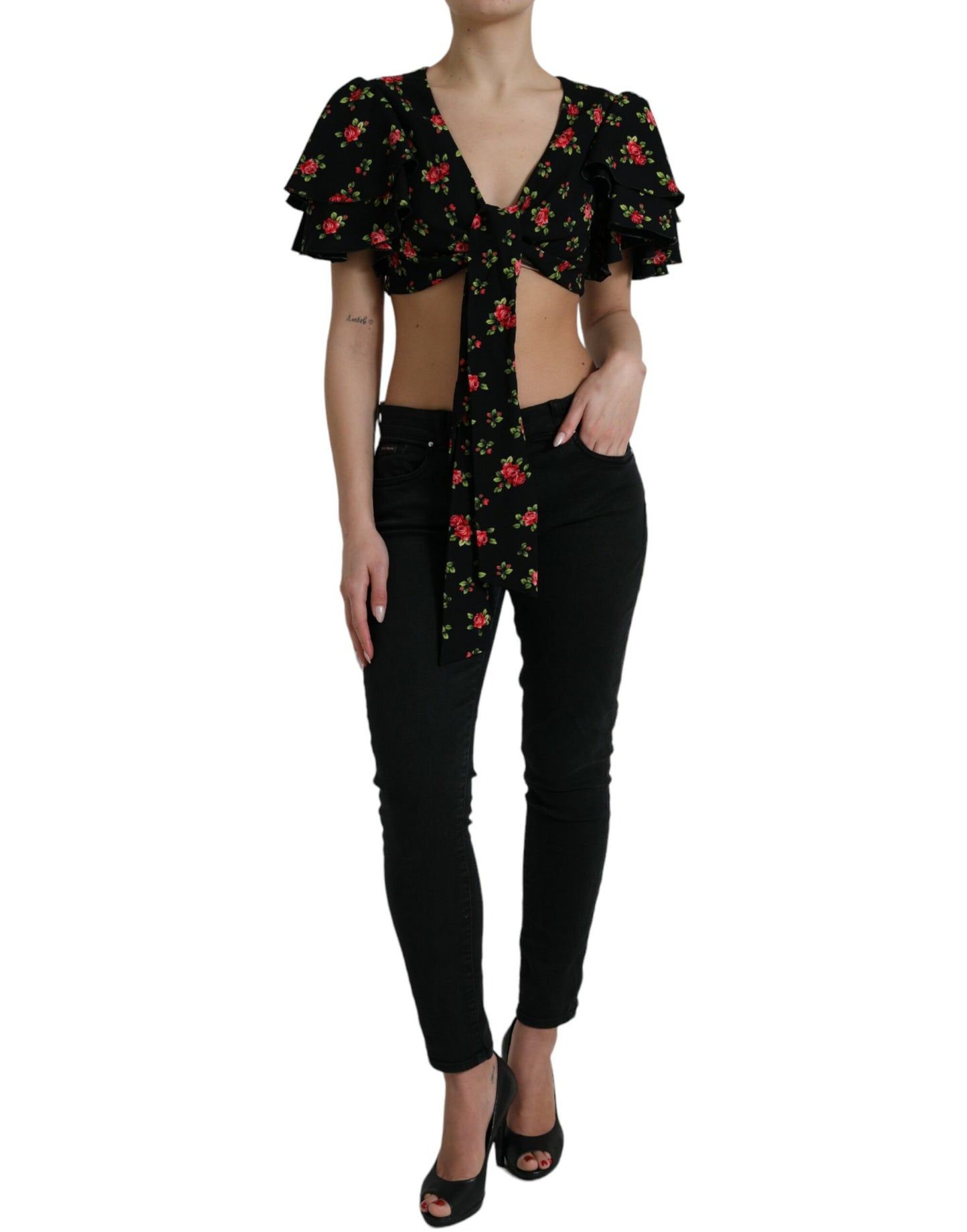 Dolce & Gabbana Floral Print Cropped Top Luxe Fashion IT40 | S