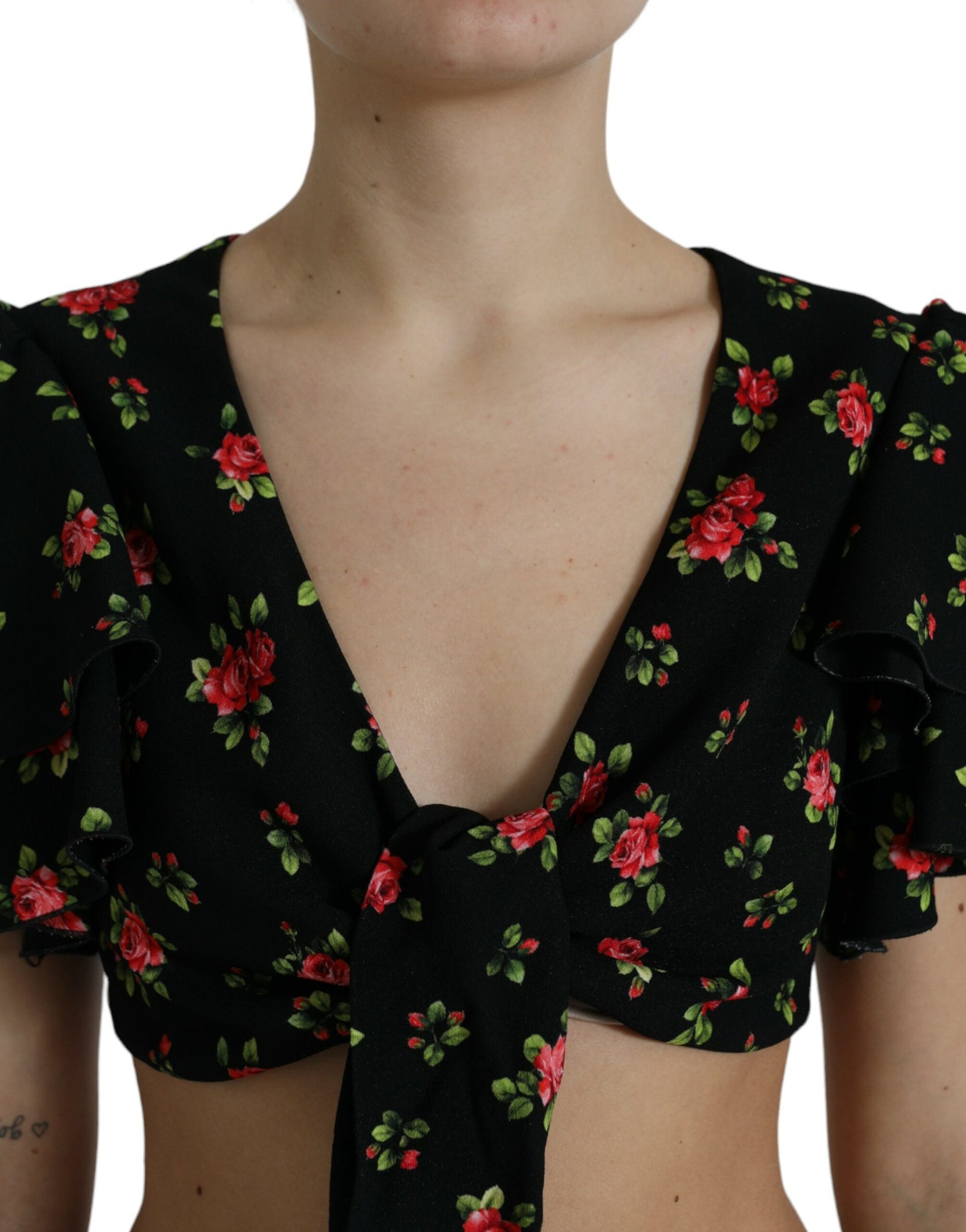 Dolce & Gabbana Floral Print Cropped Top Luxe Fashion IT40 | S