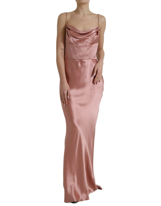 Dolce & Gabbana Elegant Long Silk Gown in Pink IT44 | L