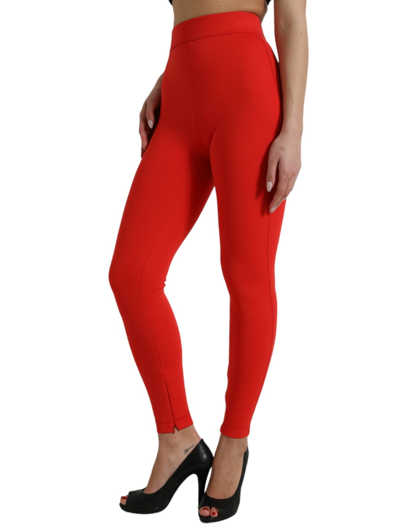 Dolce & Gabbana Elegant High Waist Red Leggings IT40 | S