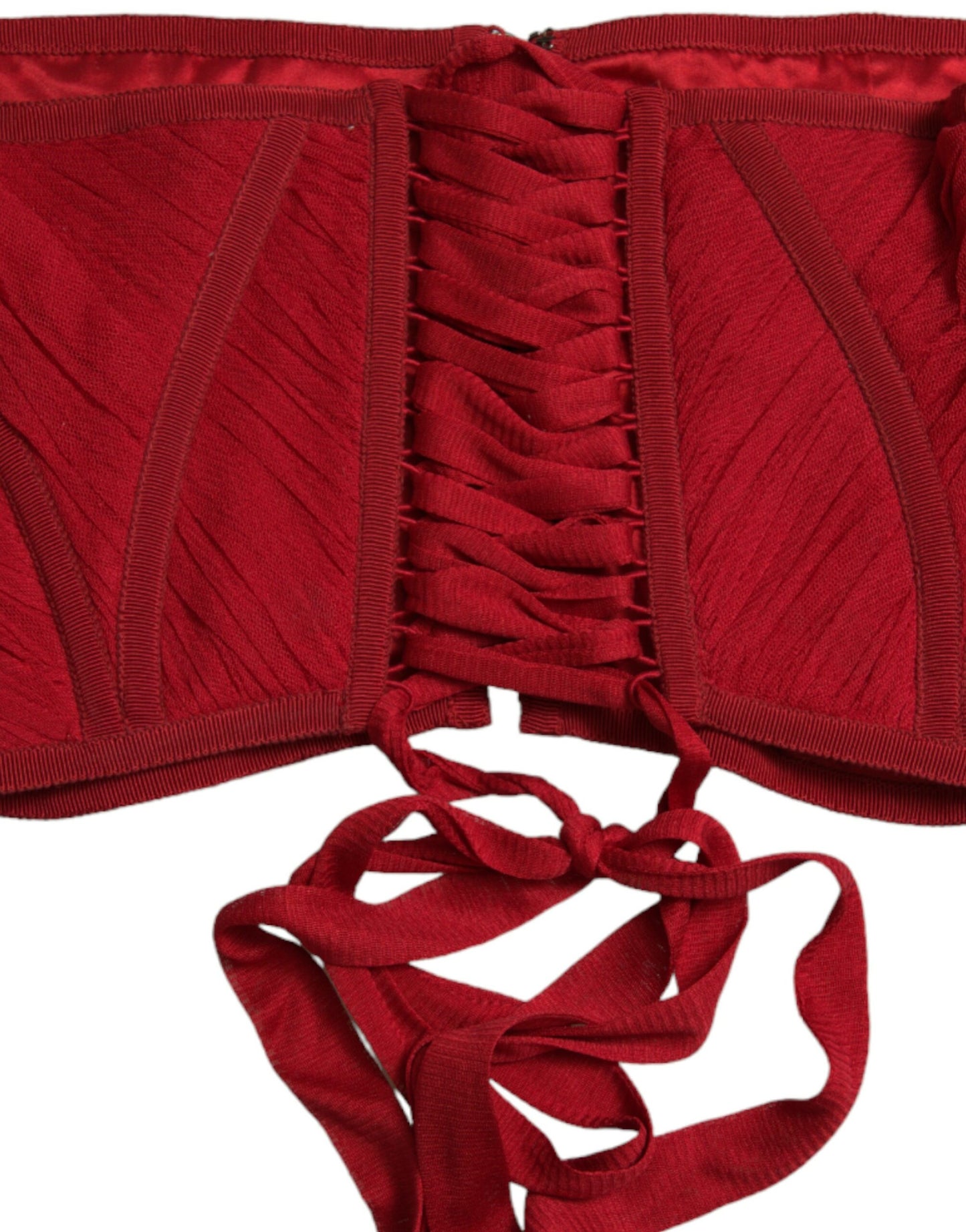 Dolce & Gabbana Silk Corset Waist Belt in Fiery Red IT42 / M