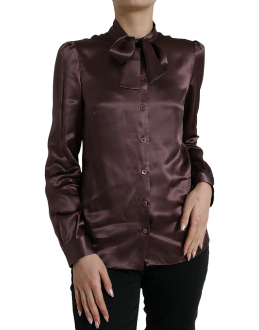 Dolce & Gabbana Elegant Silk Ascot Collar Blouse IT42 / M