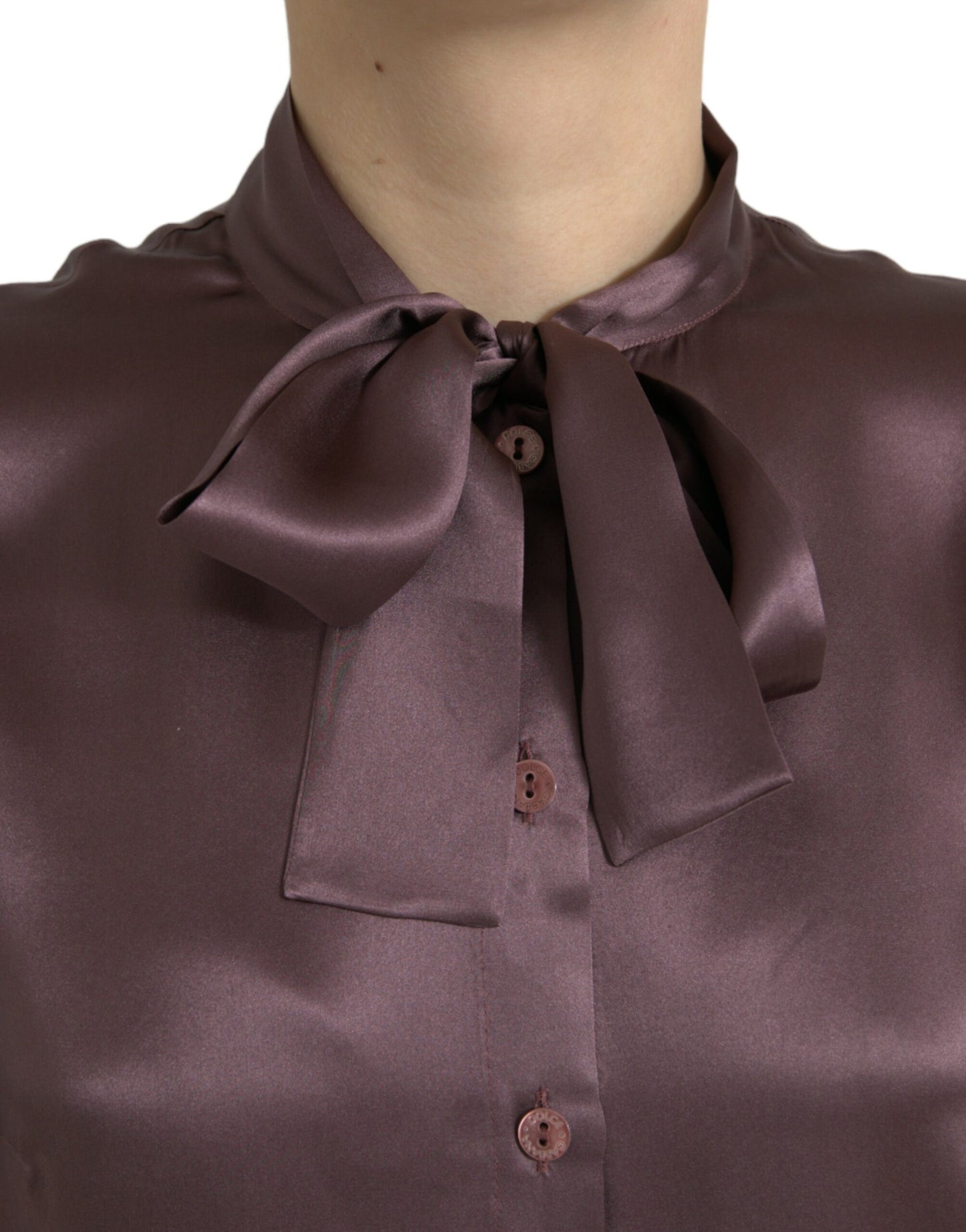 Dolce & Gabbana Elegant Silk Ascot Collar Blouse IT42 / M