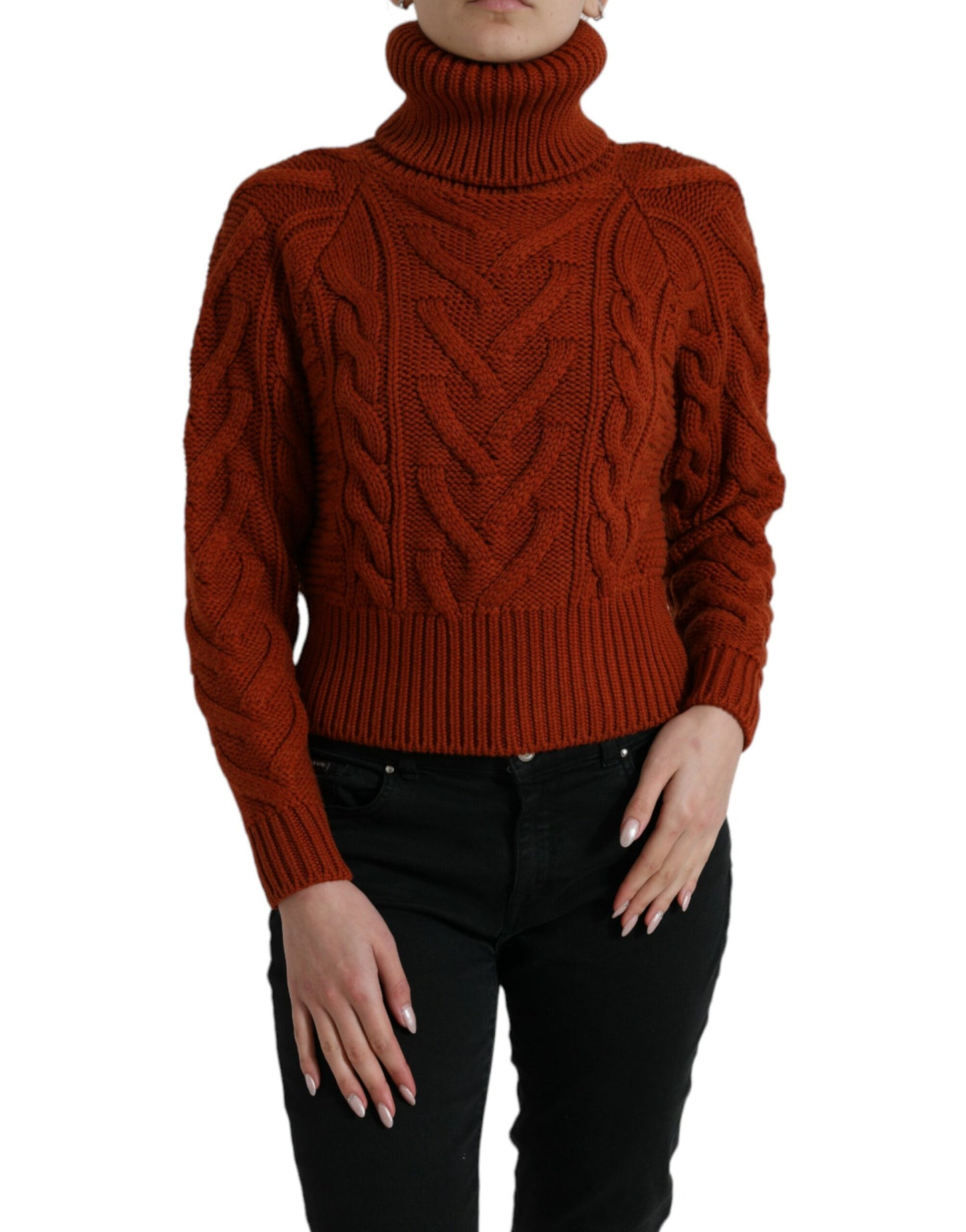 Dolce & Gabbana Elegant Brown Turtleneck Wool Sweater IT38 / XS