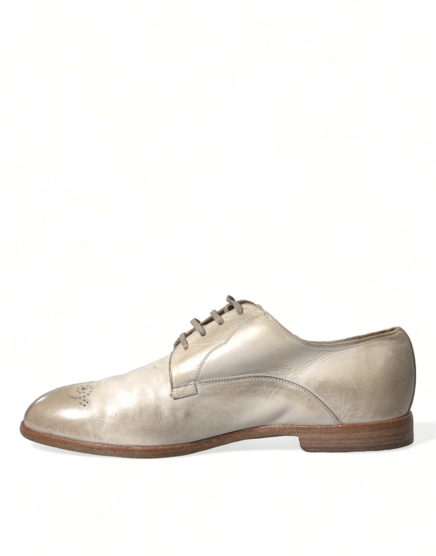 Dolce & Gabbana Elegant White Calfskin Derby Shoes EU43.5 / US10.5