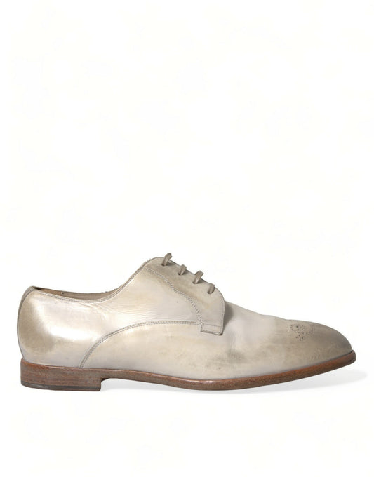 Dolce & Gabbana Elegant White Calfskin Derby Shoes EU43.5 / US10.5