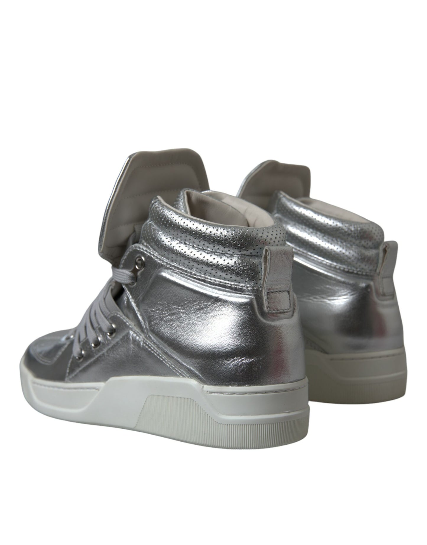 Dolce & Gabbana Silver Leather High-Top Sneakers EU41 / US8