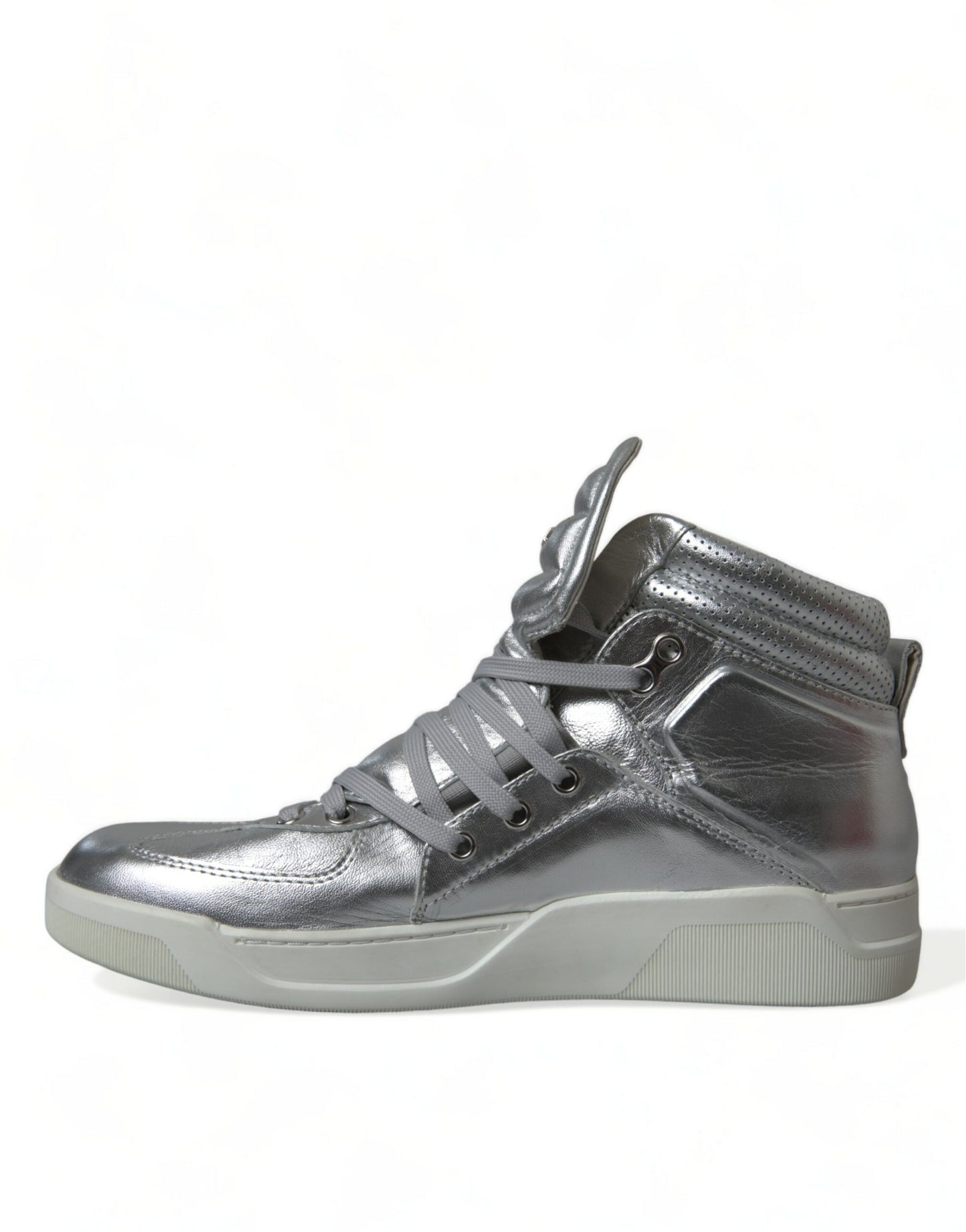 Dolce & Gabbana Silver Leather High-Top Sneakers EU41 / US8