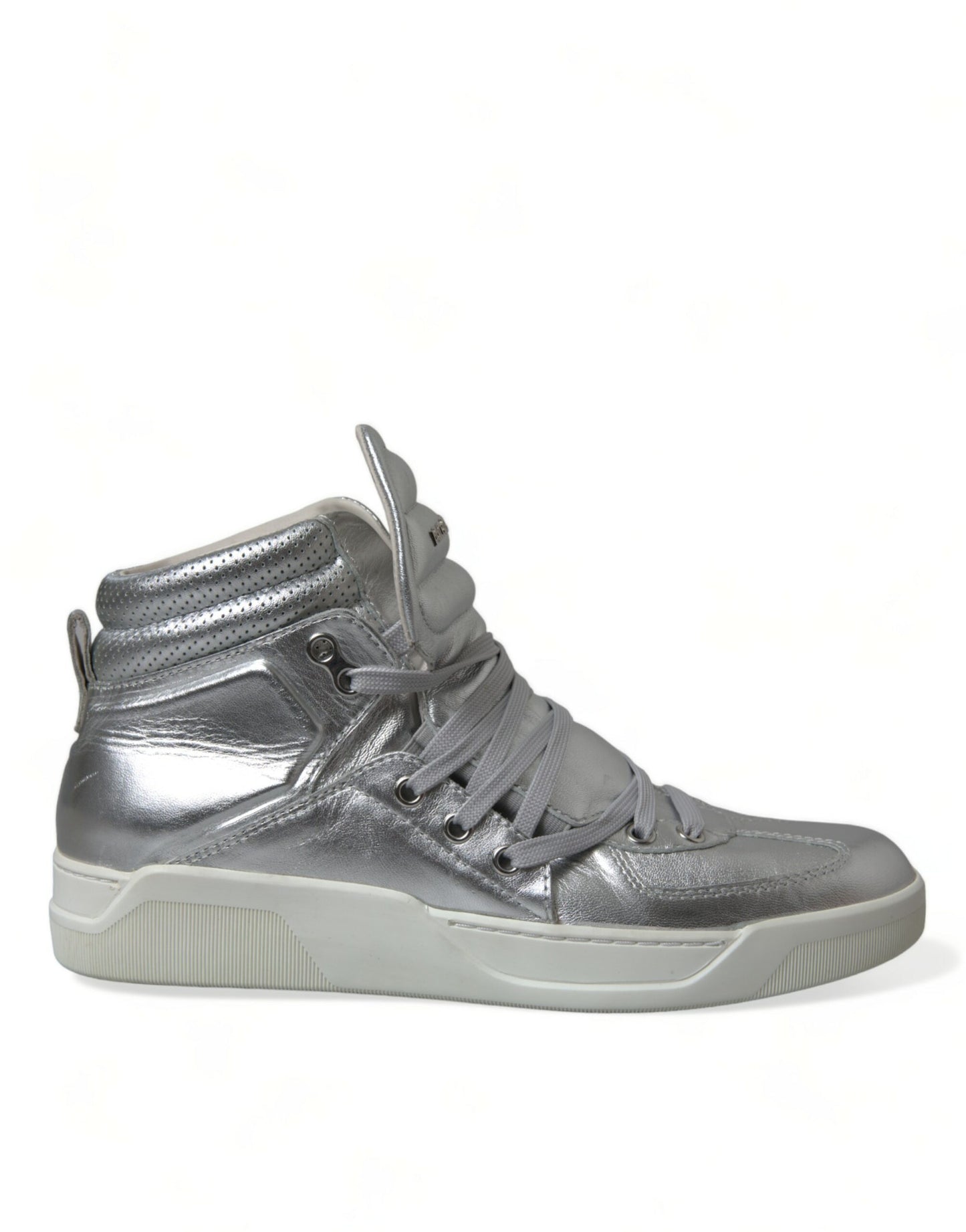 Dolce & Gabbana Silver Leather High-Top Sneakers EU41 / US8